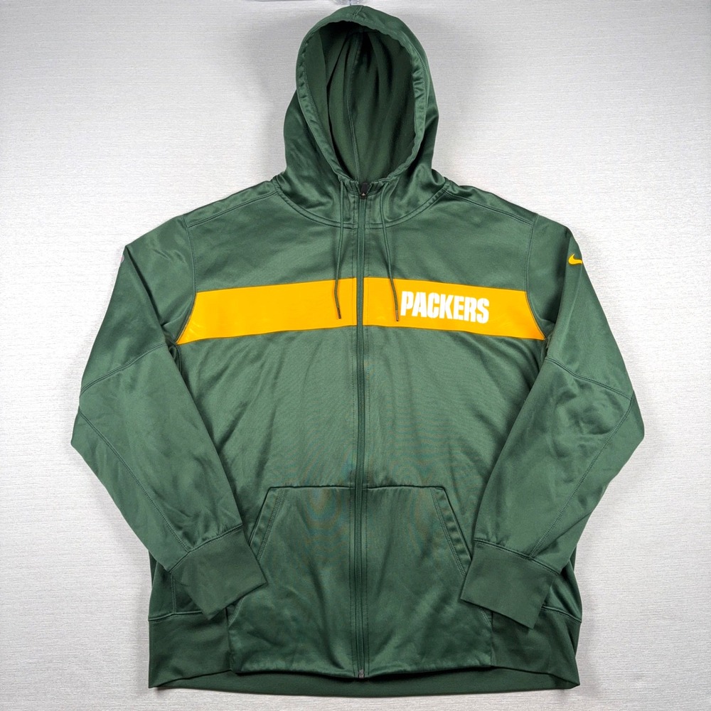 Nike Nfl OnField Packers Full Zip Hoodie Mens XXL Green Polyester